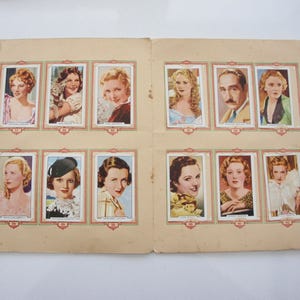 Annata, 1935, verde indietro, Gallaher, Set completo, ricco di 48, ritratti di famose star, star del cinema, schermo, carte di sigaretta, da collezione