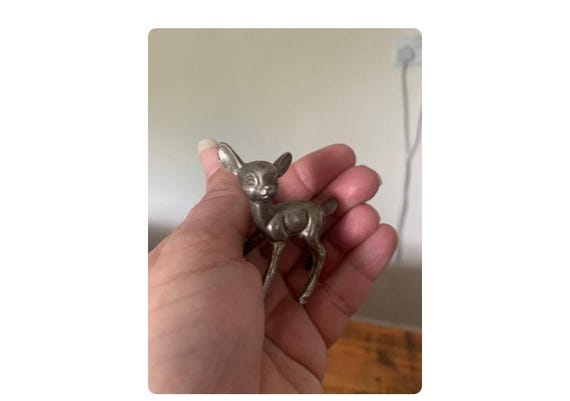 ヴィンテージ、ミッドセンチュリー、重厚、シルバーメタル、バンビ、鹿