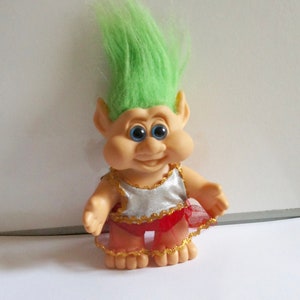 Vintage, I.T.B, 1991, Dancer, Cheerleader, Lucky Troll, We Love People And People Love Us, Troll, Green Hair, Childhood, Retro, Collectible