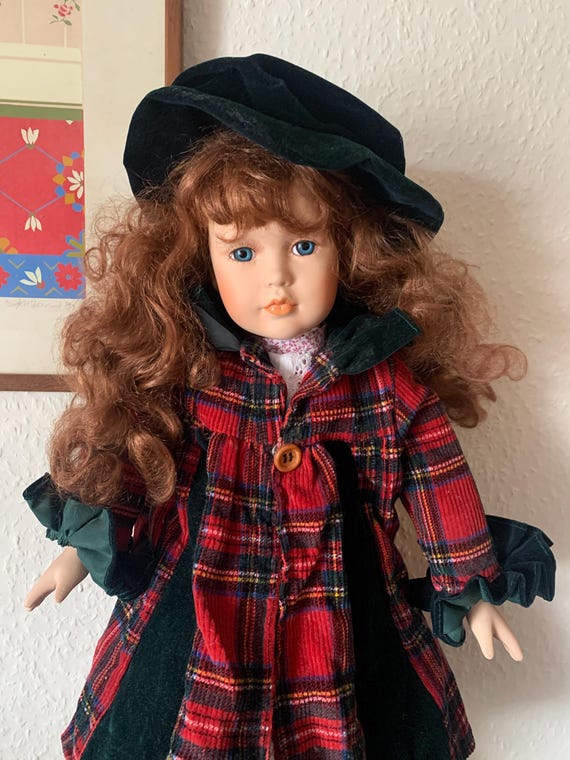 Vintage, Large, Collectors, Porcelain, China, Doll, Girl, in Pink Dress, Tartan and Green Velvet Coat, Hat, Period, Present, Gift, Wife - Etsy Vintage, Large, Collectors, Porcelain, China, Doll, Girl, in Pink Dress, Tartan and Green Velvet Coat, Hat, Period, Present, Gift, Wife - Etsy