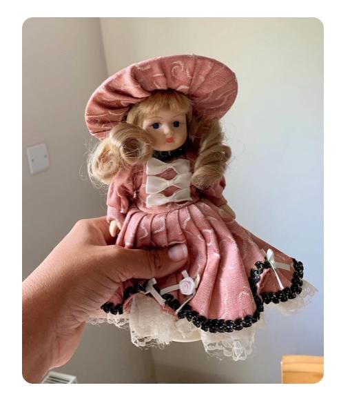 Vintage, 1990s, Victorian, Dressed, Girl, Dusty Pink Dress, Wide
