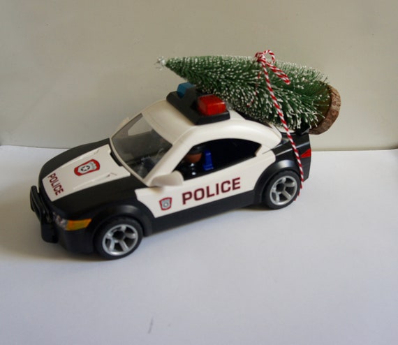 Verändert, Playmobil, Polizei, Auto, Spielzeug, Sammlerstück, Auto, mit,  Weihnachtsbaum, und zwei, Polizisten, Weihnachten, Ornament, Dekoration,  Sohn - .de