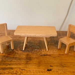 Vintage, Lundby, Barton, Caroline’s House, 1:16th Scale, Dolls House, Miniature, Wooden, Table, Chairs, Modern, Mid Century, Victorian, Gift