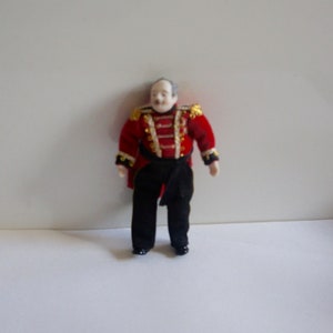 Vintage, Handwerker, handgefertigt, von Hand gekleidet, 01:12th Skala, Puppenhaus, Jolly, Gentleman, Figur, Mann, Vater, In, Militär, Kleid, Anzug, Geschenk