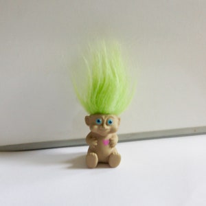 Vintage, 1993, Euromark, Green Hair, Loving Trolls, Heart, Troll, Doll, Collectible, Retro, Gift, Stocking Filler, Sister, Daughter, Wife