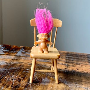 Vintage, 1:12th Scale, Dolls House, 1980s, Russ, Miniature, Pink Hair, Plastic, Troll, Figure, Doll, Collectible, Display, Retro, Gift, Mini