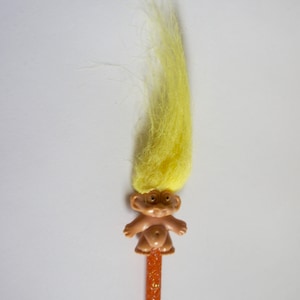 Vintage, Mini, Yellow Haired, Pencil Topper, And Glitter, Pencil, Troll, Gift, Collectibles, Birthday, Sister, Girlfriend, Daughter, Girl
