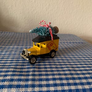 Altered, Vintage, Oxford, Diecast, Modell A, Werbung, Van, Spielzeug, Sammlerstück, Auto, mit Weihnachtsbaum, Ornament, Dekoration, Geschenk, Dad