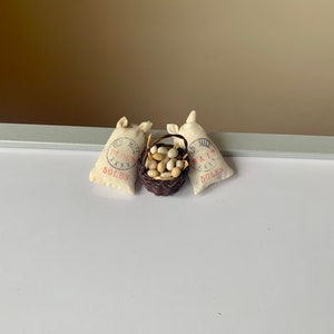 Vintage, 1:12th Scale, Dolls House, Baskets Of Eggs, Sacks Of Flour And Salt, Produce, Miniatures, Supplies, Shop, Kitchen, Collectible, Mum