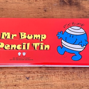 Vintage, 1997, Mr Men, Mr Bump, Metal, Pencil Tin, Pencil Case, Collectible, Retro, Gift, Cartoon, Brother, Sister, Son, Daughter, Present