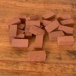 Vintage, 1:12th Scale, Dolls House, Pile Of Real Clay, Bricks, Building, Accessories, Garden, Wall, Diorama, Outdoors, Park, Street Scene