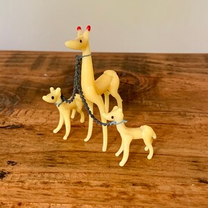 Vintage, Mid Century, Miniature, Glass, Giraffe, Calves, On Chains, Figurine, Blown Glass, Collectible, Gift, Ornament, Display, Mother