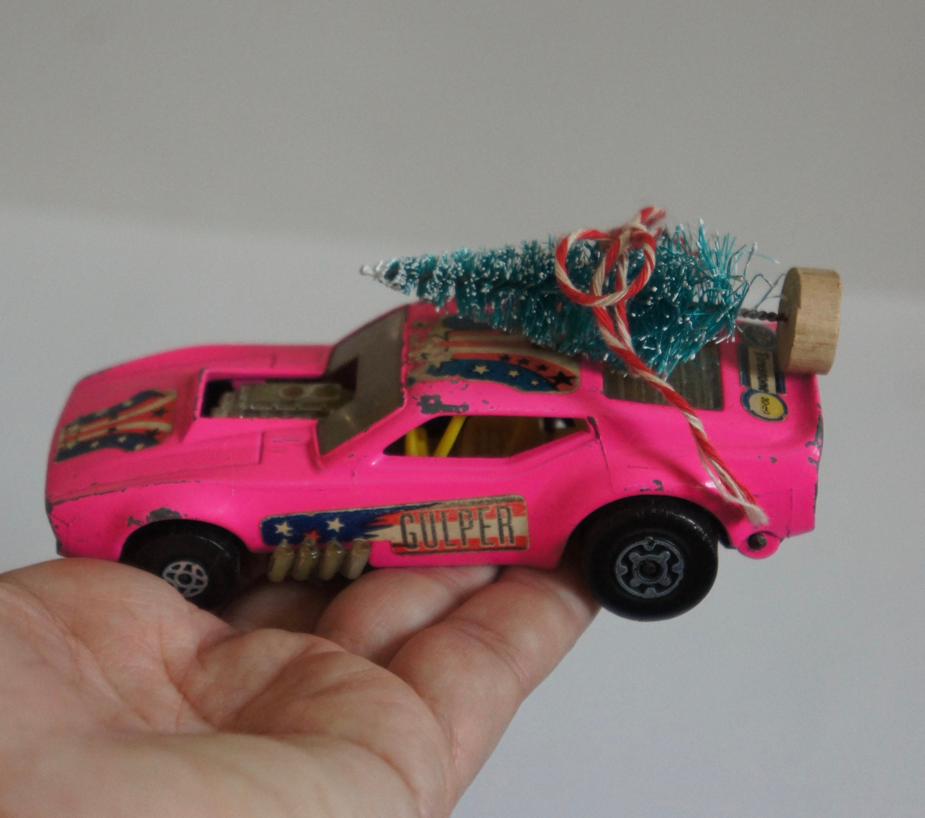 Altered, 1972, Matchbox, Speed Kings, Pink, Gus's Gulper, K-38, Racing, Car, Collectible, With Christmas Tree, Christmas, Ornament, Gift - Etsy Altered, 1972, Matchbox, Speed Kings, Pink, Gus's Gulper, K-38, Racing, Car, Collectible, With Christmas Tree, Christmas, Ornament, Gift - Etsy