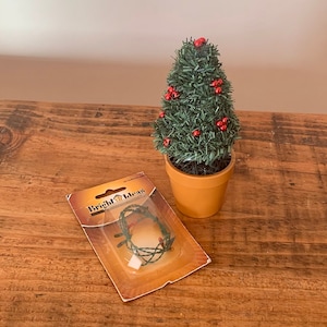 Decorated, 1:12th Scale, Dolls House, Miniature, Potted, Christmas Tree, With Red Baubles, Unopened Tree Lights, Collectible, Gift, Present