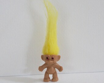 Vintage, Mini, Yellow Haired, Pendant, Pencil Topper, Troll, Gift, Collectibles, Birthday, Sister, Girlfriend, Daughter, Stocking Filler