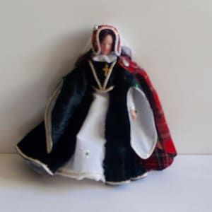Vintage, OOAK, Hand-dressed, 1:12th Scale, Dolls House, Elizabethan, Tudor, Lady, Woman, With, Tartan, Shawl, Doll, Figure, Celtic, Scottish