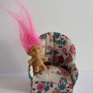 Vintage, 1:12th Scale, Dolls House, 1980s, Miniature, Pink, Hair, Plastic, Troll, Figure, Doll, Collectible, Display, Retro, Gift, Mini, Mum