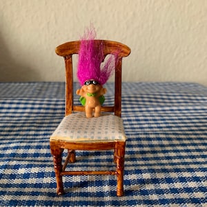 Vintage, 1:12th Scale, Dolls House, 1980s, Russ, Miniature, Pink Hair, Plastic, Superhero, Troll, Figure, Doll, Collectible, Display, Retro