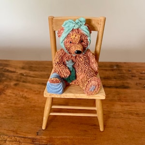 Adorable, Vintage, EPL, 1:12th Scale, Dolls House, Collectible, Teddy Bear, Get Well, Bear, Figurine, Hot Water Bottle, Bandages, Nursery