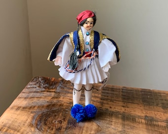 Vintage, 1950s, Souvenir, Doll, In, Greek, Folk, European, Men’s, Dance, Costume, Male, Figure, Collectible, Scale Model, Figurine, Present