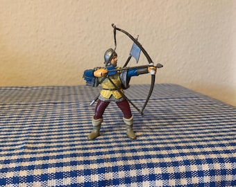 Vintage, 2003, Papo, Maßstab 1:20, Kunststoff, Gepanzert, Bogenschütze, Mit Pfeil und Bogen, Ritter, Burg, Schlacht, Historisches, Figur, Diorama, Geschenk
