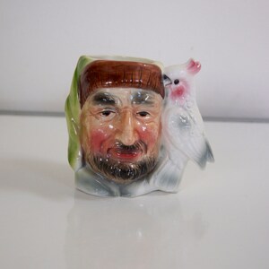 Vintgae, Ceramic, Pirate, Sailor, Cockatoo, Parrot, Toby Jug, Tankard, Collectible, Mug, Display, Gift, Home Decor, Figurine, Mother, Father