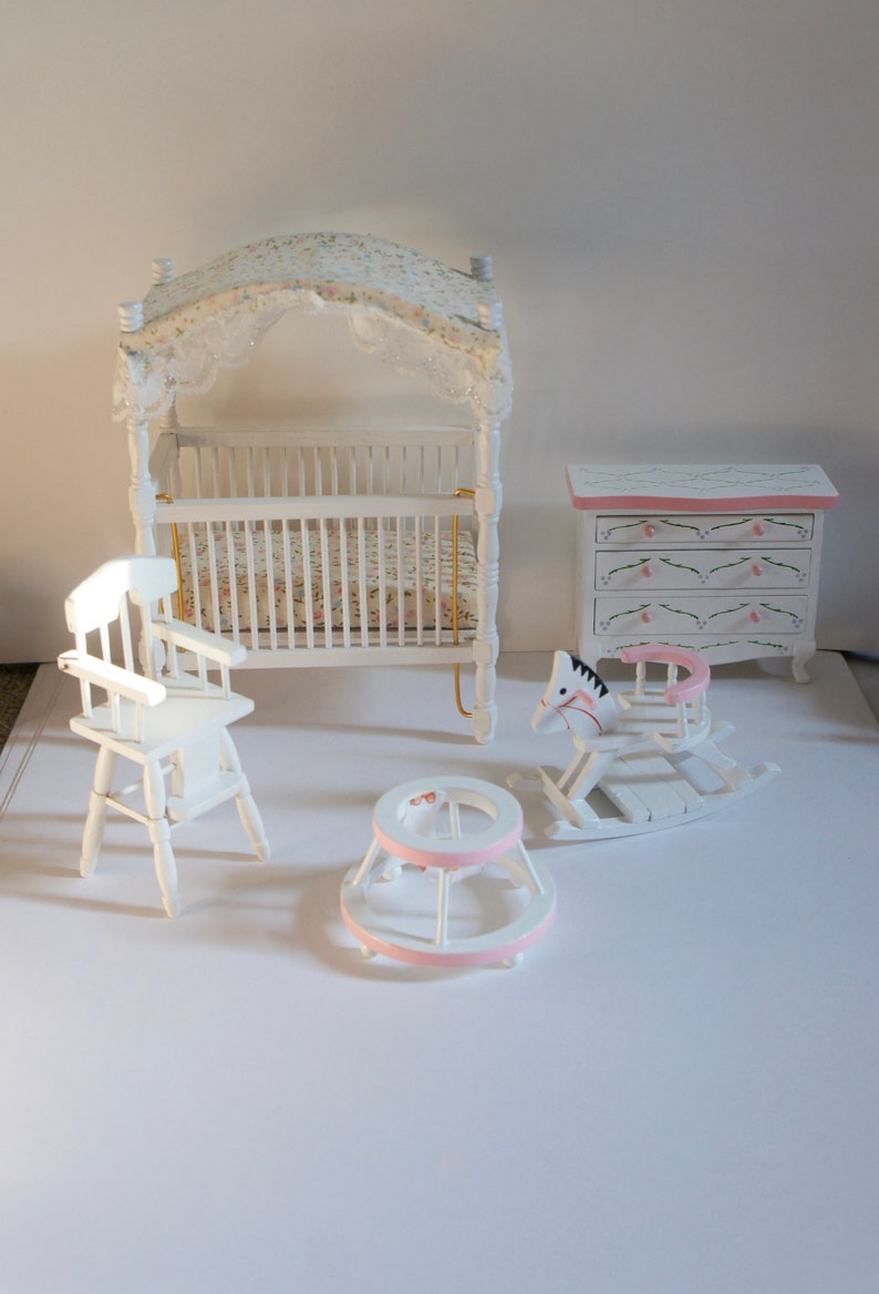 Vintage 1 12th Scale Dolls House Baby Girl Bedroom Pink Etsy