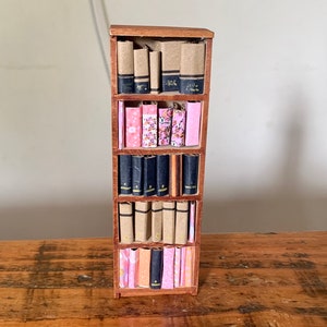 Handmade, 1:12th Scale, Miniature, Wooden, Bookshelf, With Books, Living Room, Study, Craft Room, Collectible, Display, Furniture, Library