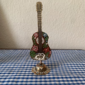 Vintage, Toledo, 1:6th Scale, Dolls House, Miniature, Metal, Guitar On Stand, Collectible, Musical Instrument, Music Room, Period, Modern