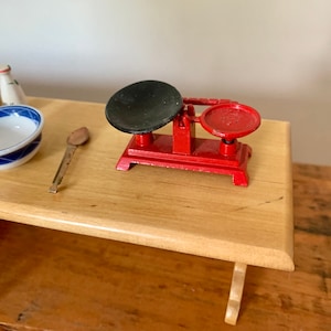 Vintage, Maßstab 1:12, rot, Küche, Waage, Miniatur, Puppenhaus