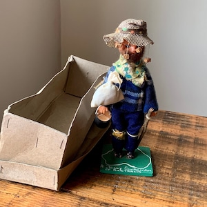 Vintage, 1970s, Boxed, Souvenir, Jolly Swagman, Figure, Man, Costume, Rolled Blanket, Cork Hat, Bucket, Stick, Male, Figure, Figurine, Gift