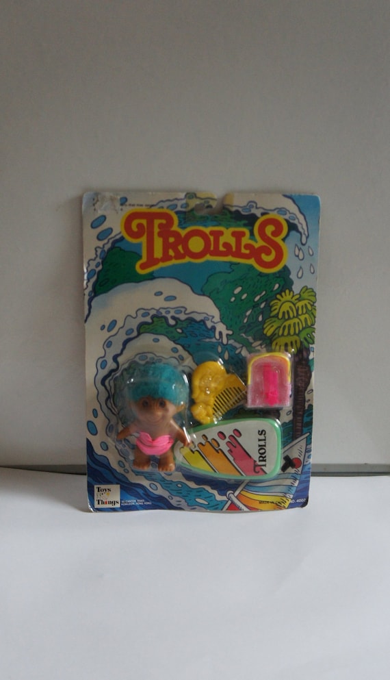 Rare, Vintage, Toys N Things, Trolls, Packaged, in Original Packaging,  Unopened, Surf, Body Board, Troll, in Bikini, Accessories, Towel, Rad 