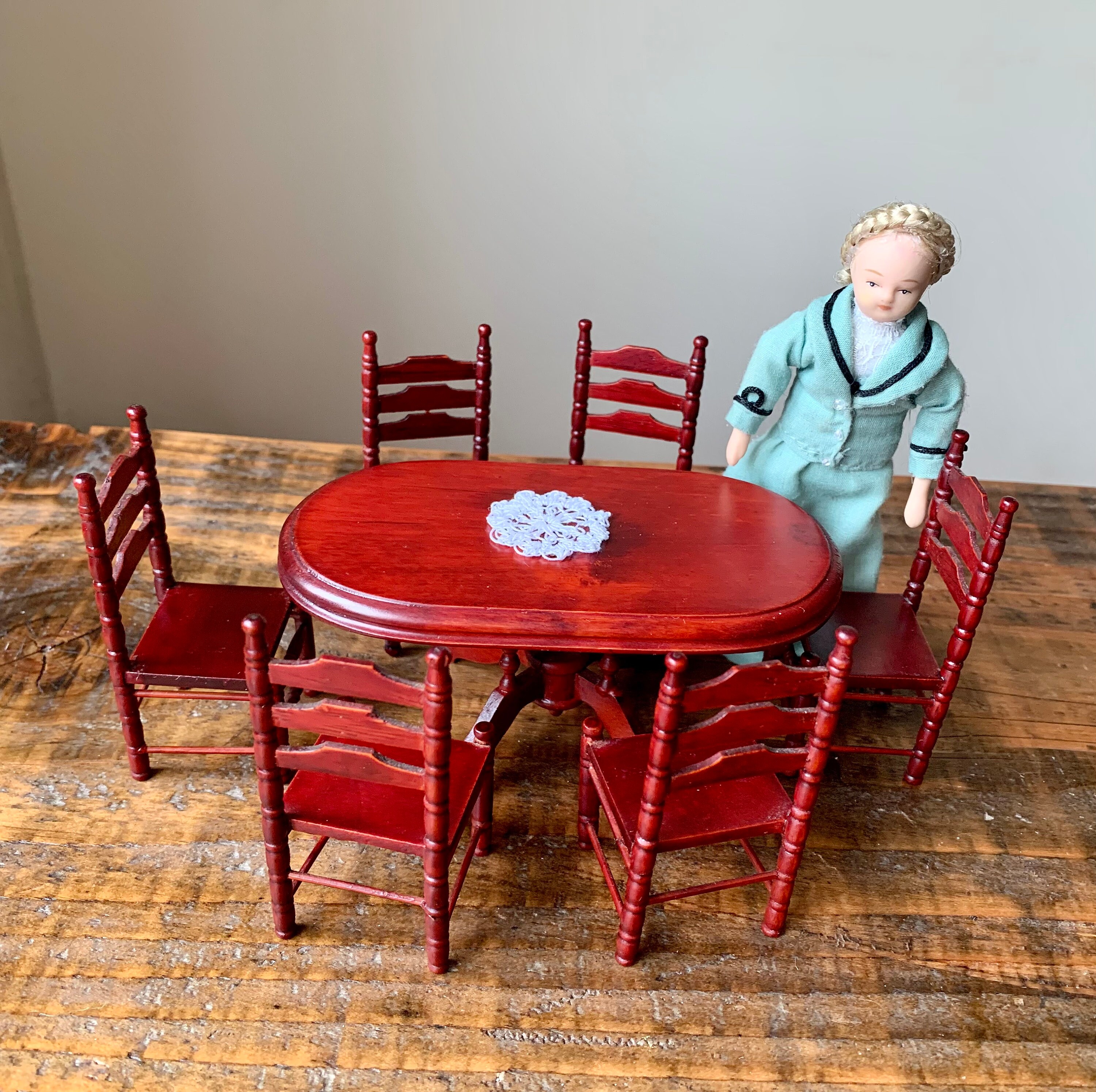 Vintage Mahogany Table and Six Chairs With Hand Crocheted Etsy