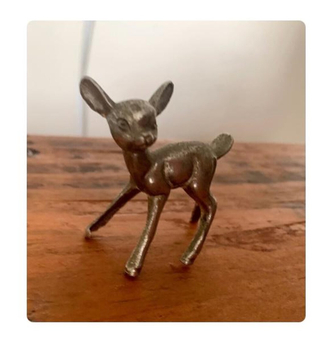 ヴィンテージ、ミッドセンチュリー、重厚、シルバーメタル、バンビ、鹿