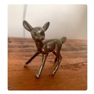 Vintage, Mid Century, Heavy, Silver Metal, Bambi, Deer, Figurine, Statue, Ornament, Display, Collectible, Retro, Kitsch, Present, Gift, Wife