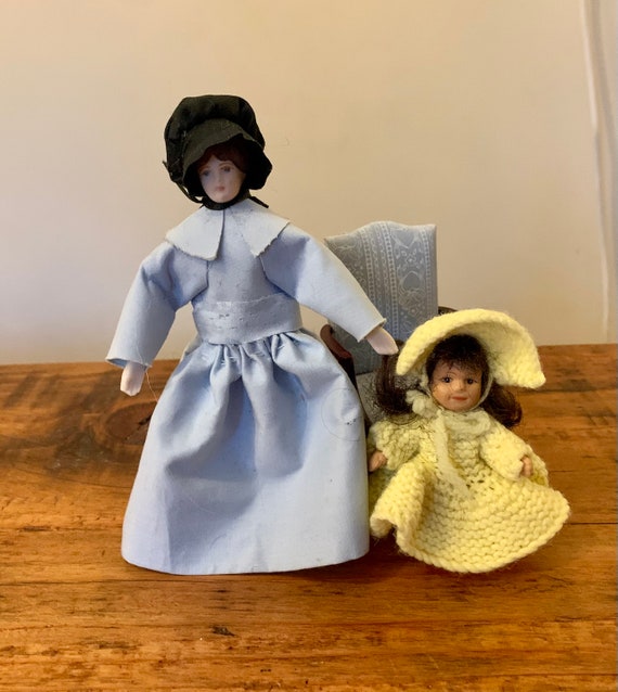 Vintage, Scala 1:12, Casa Delle Bambole, Artigiano, Signora, Bambola, Figura, In Cucito A Mano, Blu E Paillettes Buono, Rimovibile, Abiti, 1930, Art Deco - Italia - Foto 12