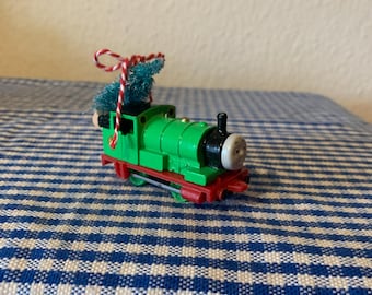 Altered, Vintage, 1987, Ertl, Thomas The Tank Engine, Percy, Toy, Collectible, Train, With, Christmas Tree, Christmas, Christmas, Ornament