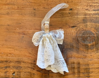 Sweet, Handmade, Vintage, Style, Hanging, Angel, Fairy, Decoration, Ornament, With, Vintage, Net Dress And Vintage Button Details, Tree, Mum