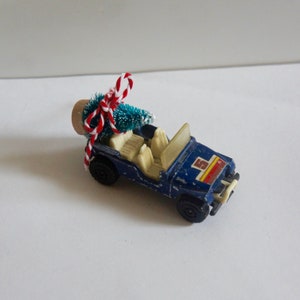 Altered, Vintage, Corgi, Blue, Jeep, Toy, Collectible, Car, With Gifts, Christmas, Ornament, Decoration, Stocking Filler, Gift, Present, Son