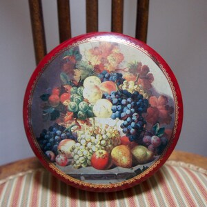 Vintage, 1990s, Renaissance Fruits, Decoration, Tin, Storage, Box, Collectible, Gift, Home Decor, Retro, Gift, Mother, Wife, Daughter, Nan