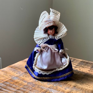Vintage, 1:12th Scale, Dolls House, Composition Face Plastic, Souvenir, Girl, Doll, In European, Historical Dress, France, Miniatures, Gift