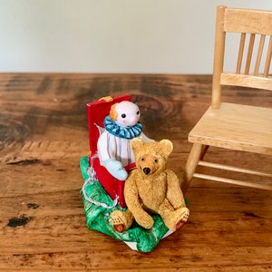 Adorable, Vintage, 1990, 1:12th Scale, Dolls House, Collectible, Colour Box, Bears, Teddy, Bear, and Jack In The Box, Figurine, Peter Fagan