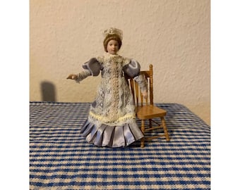 Vintage, 1:12th Scale, Dolls House, Figurine, Doll, Victorian, Edwardian, Lady, Woman, Scale Model, Miniature, Figure,  Gift, Daughter, Wife