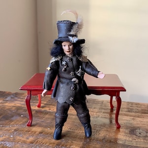 Vintage, Artisan, 1:12th Scale, Dolls House, Handmade, Hand Dressed, Young, Gentleman, Figure, Man, Doll, In Decorated Suit, Jacobean, Gift