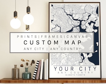 City Map Wall Art  Framed, Canvas or Print -  Wayfinder Creative
