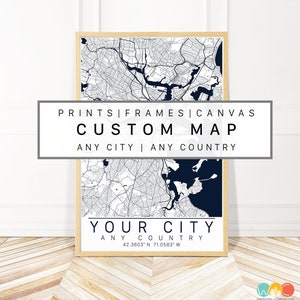 Custom City Map Art Framed, Canvas or Print - Canvas City Map Wall Art by Wayfinder Creative