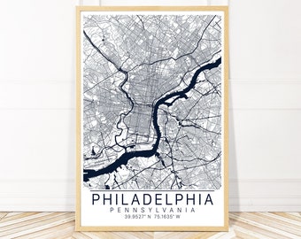 Philadelphia Map Art Framed, Canvas or Print - City Map Wall Art by Wayfinder Creative
