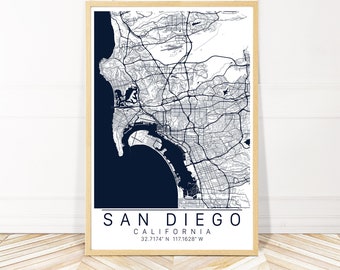 San Diego Map Square Pillow