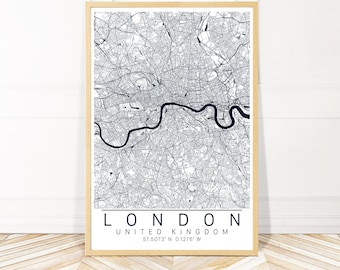 London Map Art - London City Art Print - Map of London - Print, Canvas or Framed - Wayfinder Creative