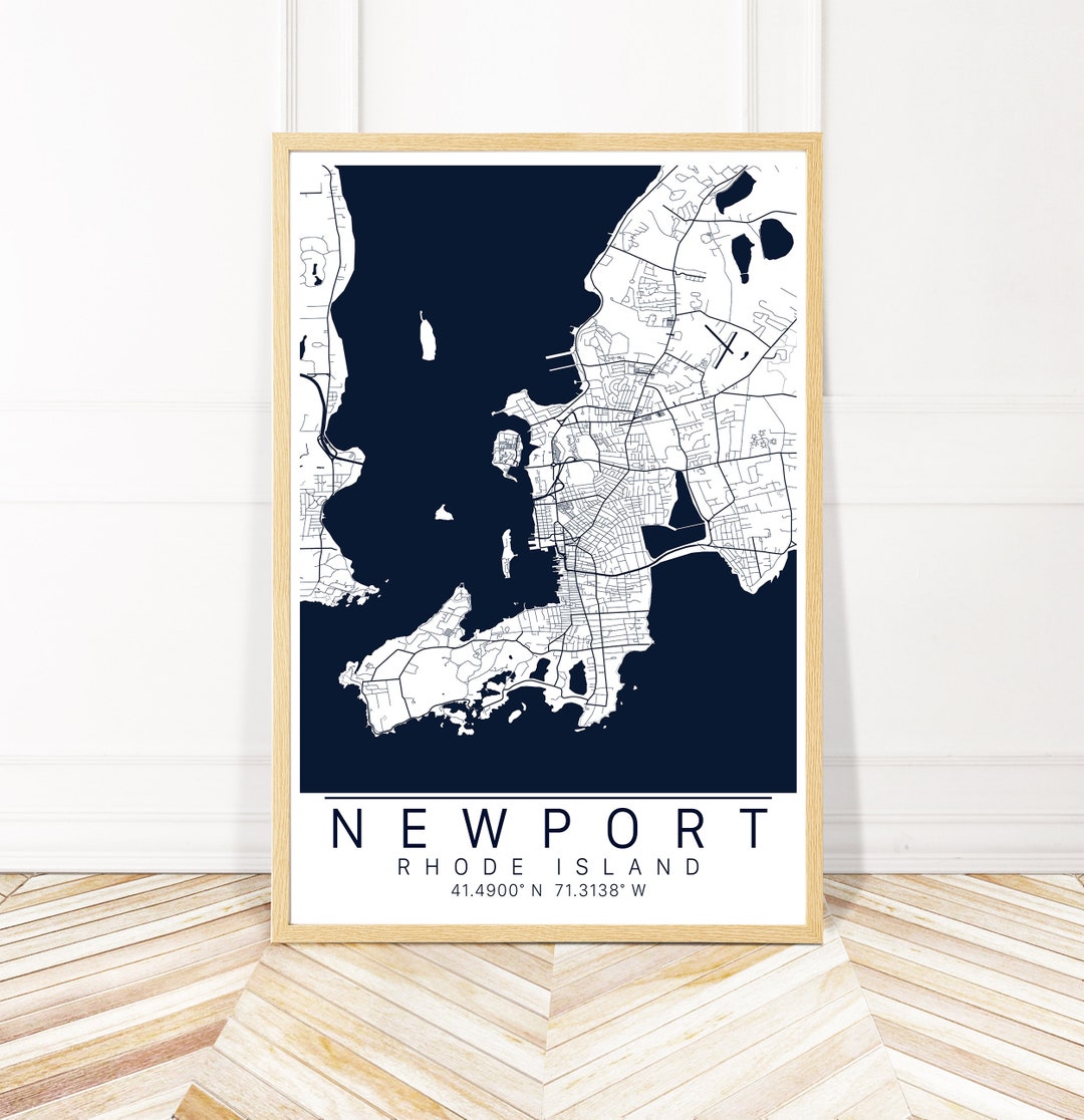 Newport RI Map Art Framed Canvas or Print City Map Wall